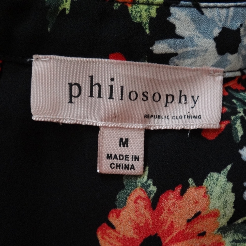 Philosophy Black Floral Blouse Top - Picture 4 of 5